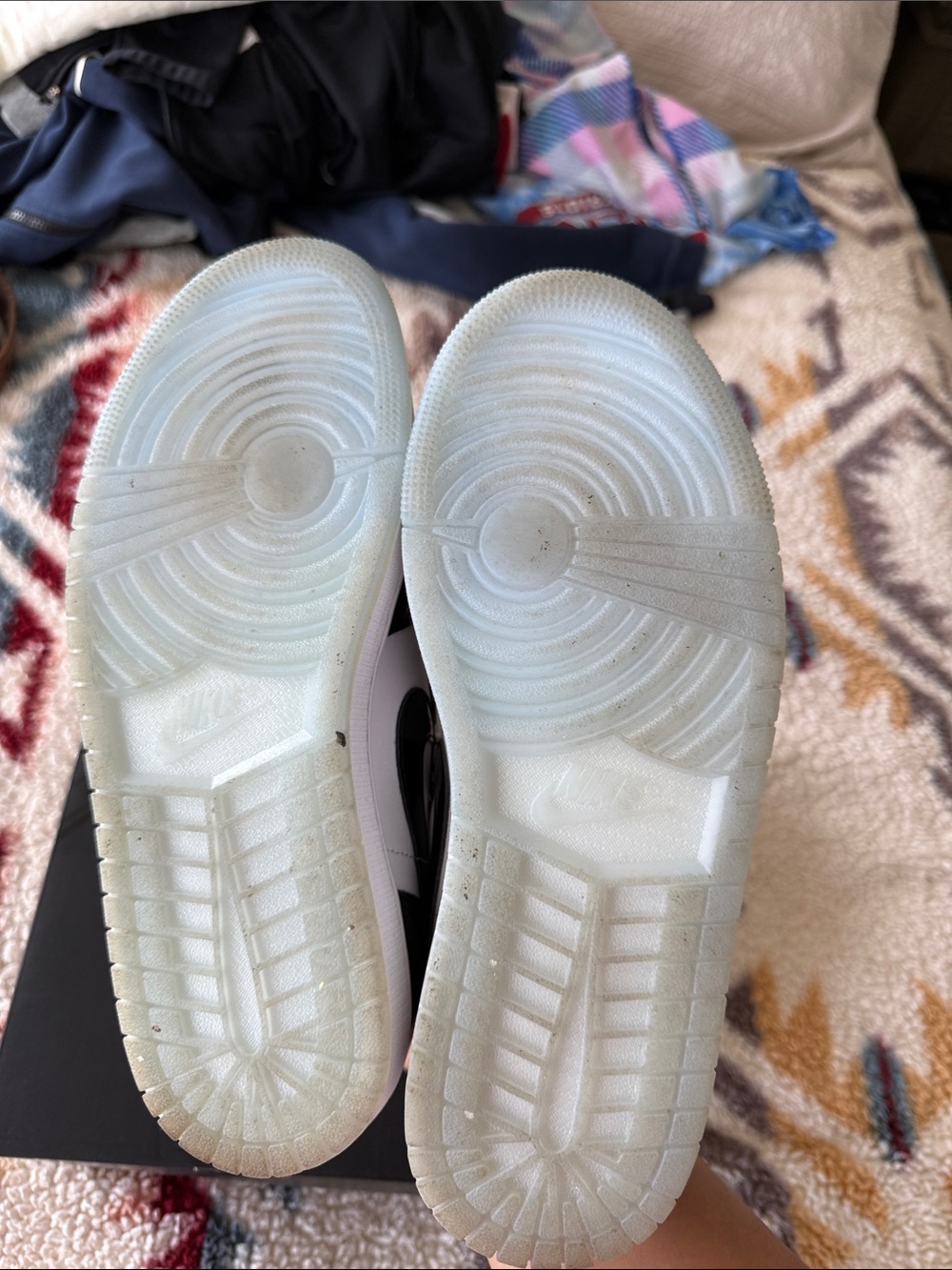 Jordan Black and White Low-Top Patent Leather Sneakers - Picture 4 of 6